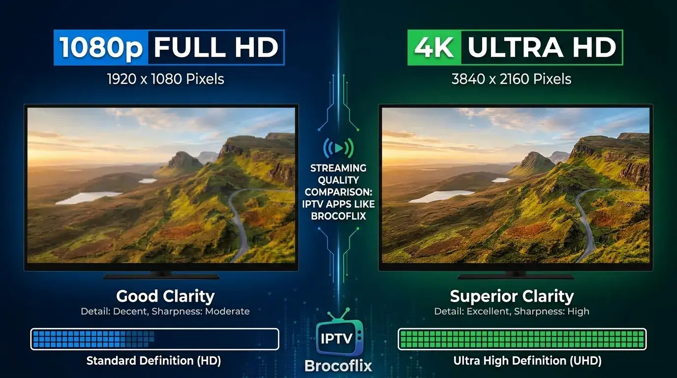 Comparing 1080p Full HD and 4K Ultra HD video resolution for IPTV streaming