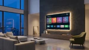 Inline IPTV streaming across a TV, laptop, and smartphone