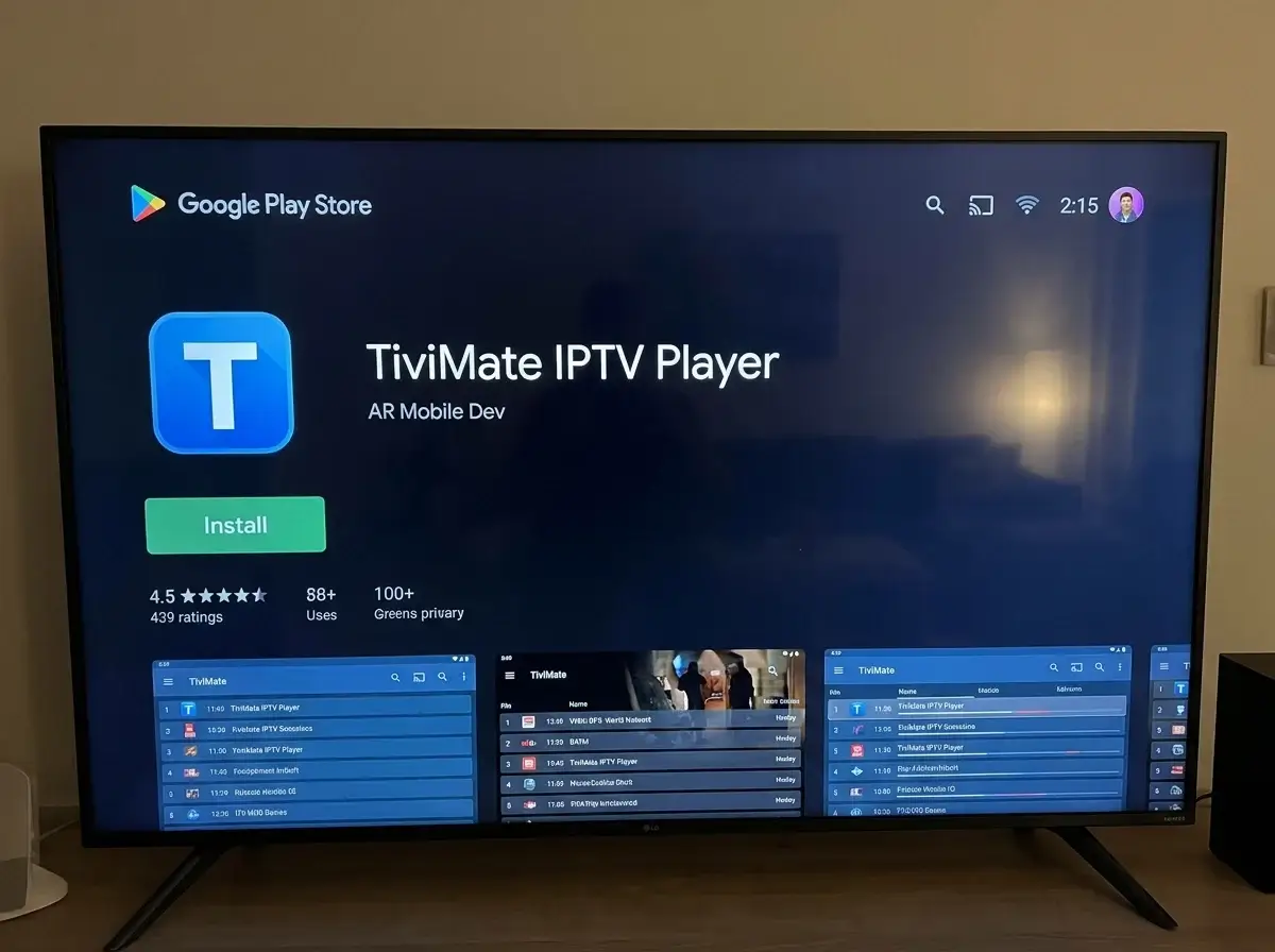 TiviMate interface displaying 4K sports broadcast with active Electronic Program Guide